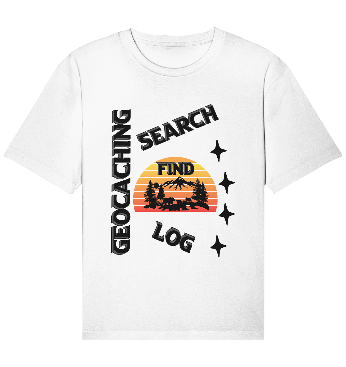 Geocaching, Suchen, Finden und Log, Geocache Schwarzes Design Mounten - Organic Relaxed Shirt