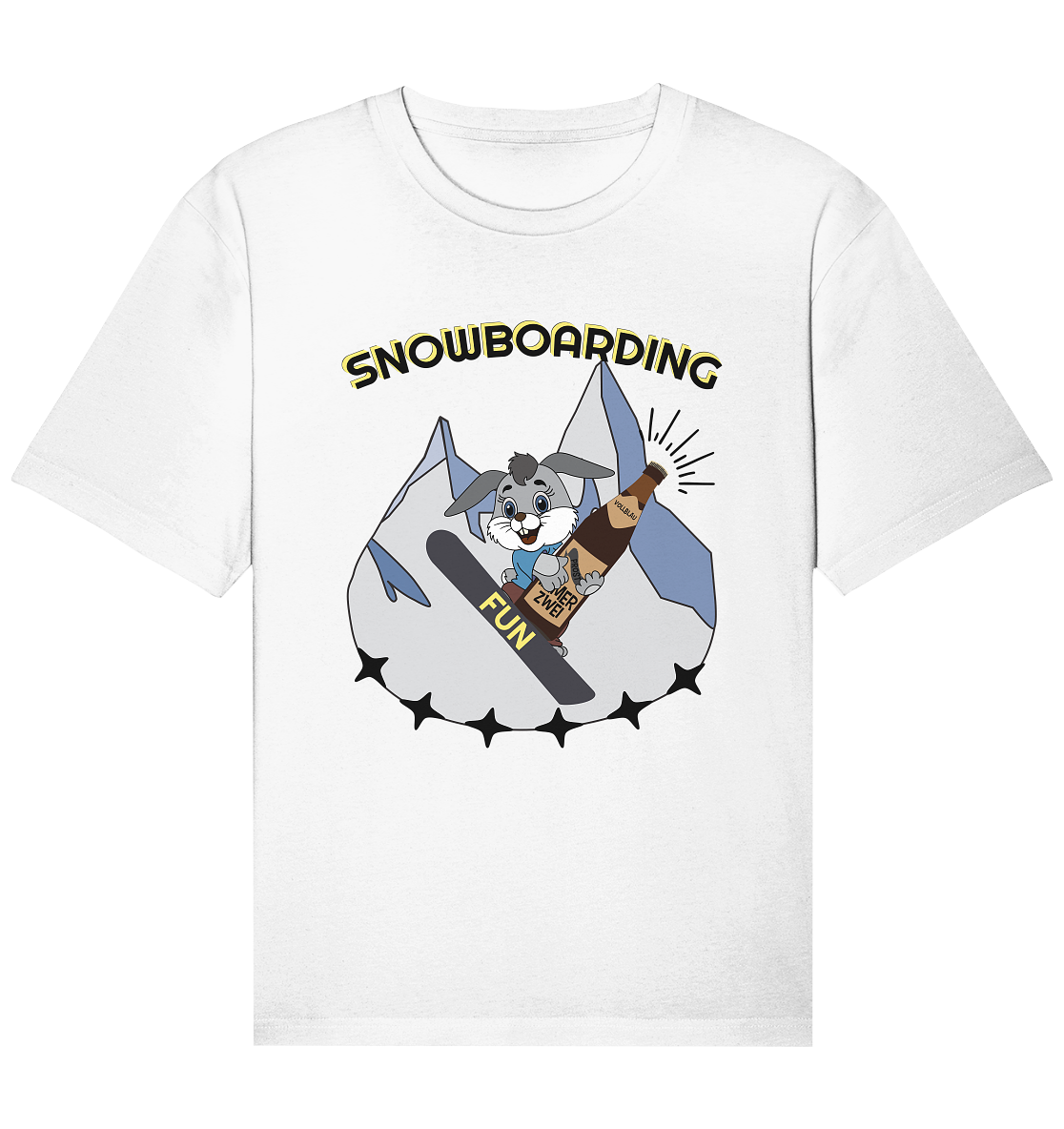 Snowboarding, Apres- Ski, Snowboard, Skihase und Bier - Organic Relaxed Shirt