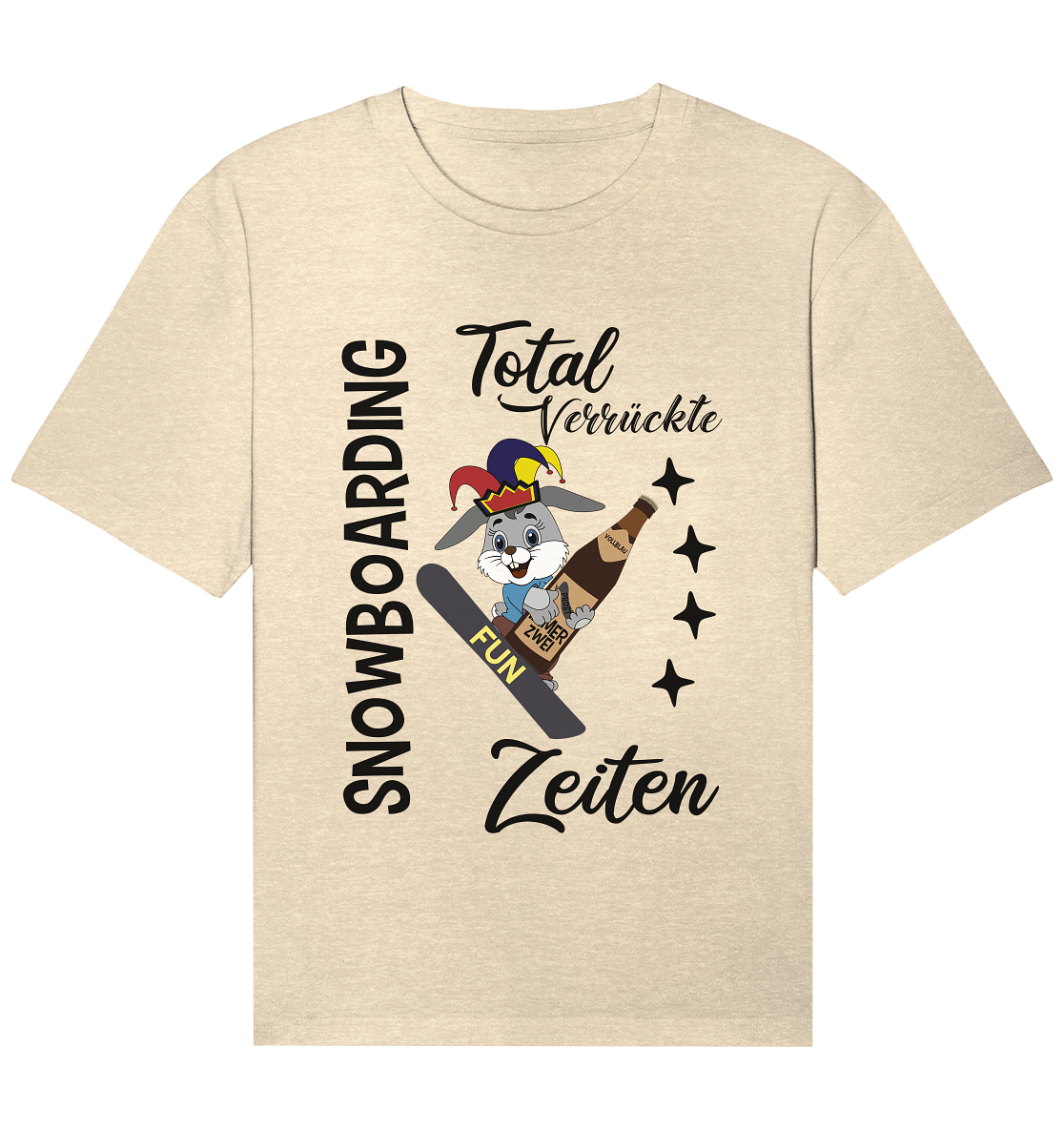 Snowboarding,verrückte Zeiten, Osterhase mit Bierflasche, Faschingsmütze - Organic Relaxed Shirt