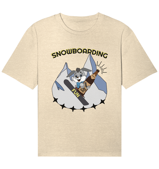 Snowboarding, Apres- Ski, Snowboard, Skihase und Bier - Organic Relaxed Shirt