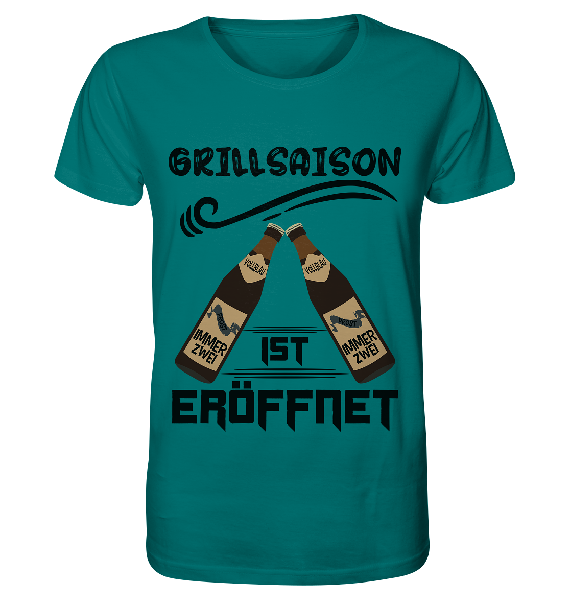 Grillsaison ist eröffnet, Grillen, Party, Feiern, Schwarzes Design - Organic Shirt