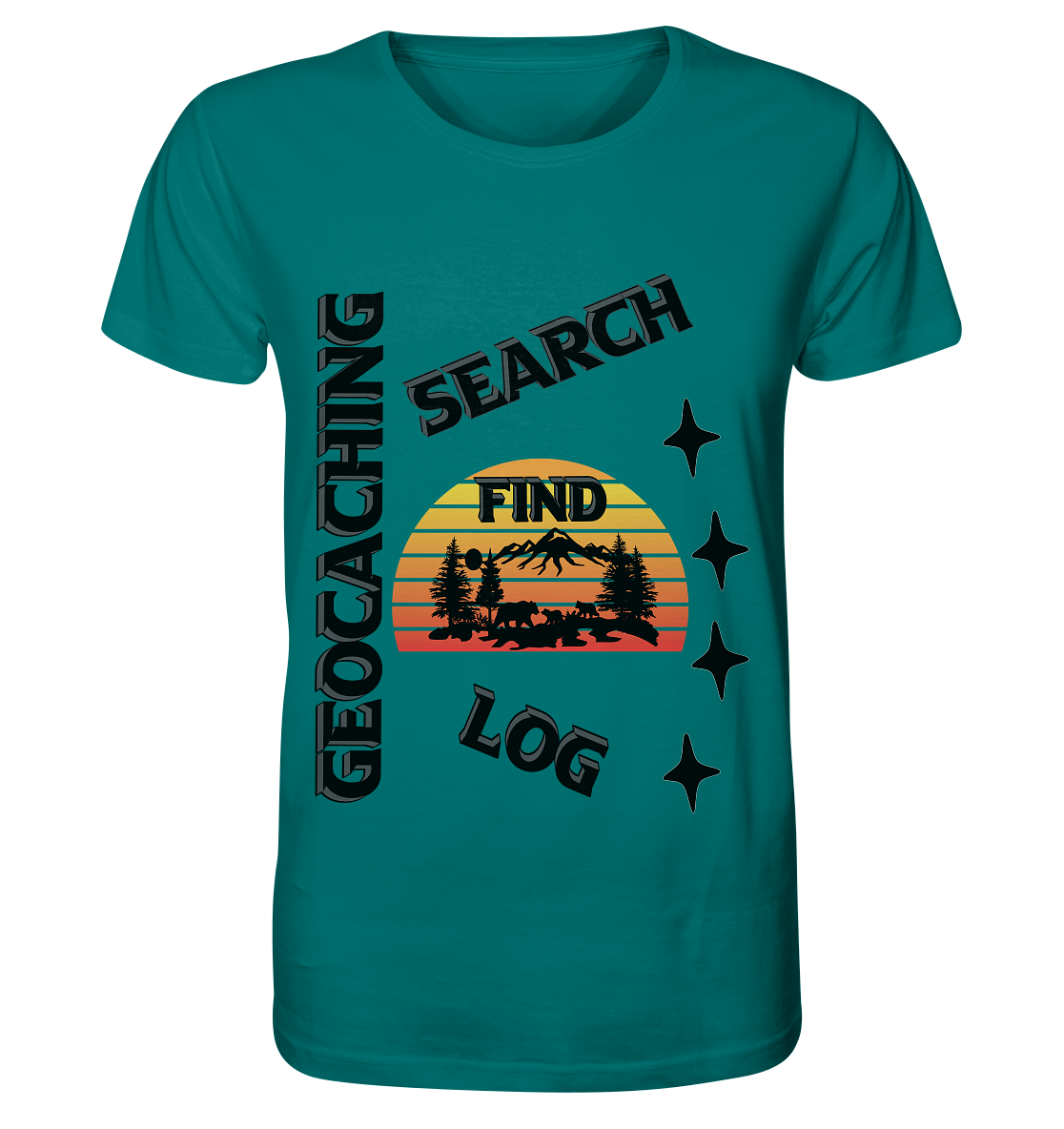 Geocaching, Suchen, Finden und Log, Geocache Schwarzes Design Mounten - Organic Shirt