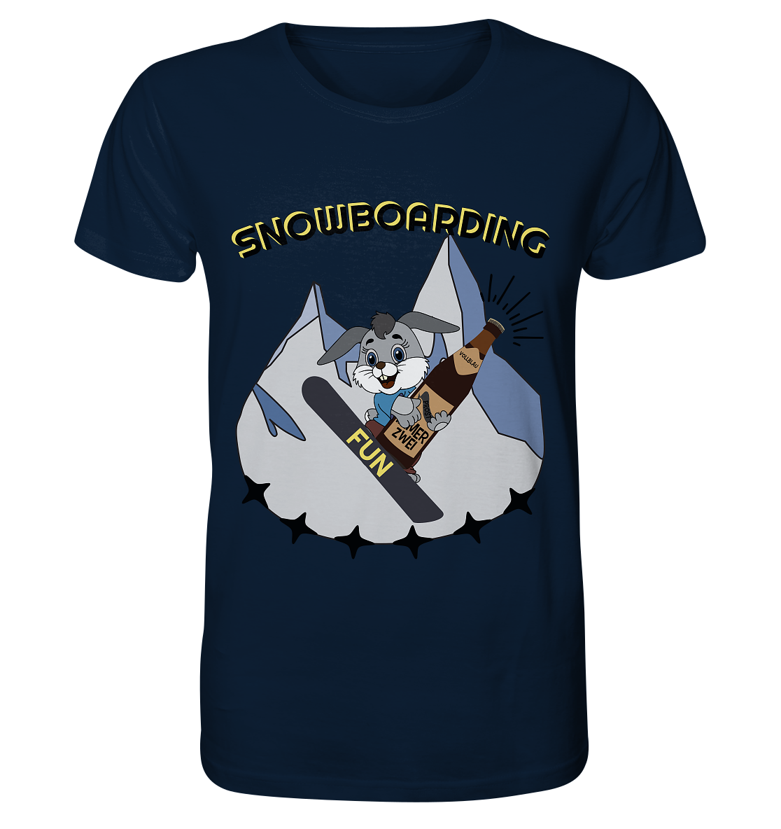 Snowboarding, Apres- Ski, Snowboard, Skihase und Bier - Organic Shirt