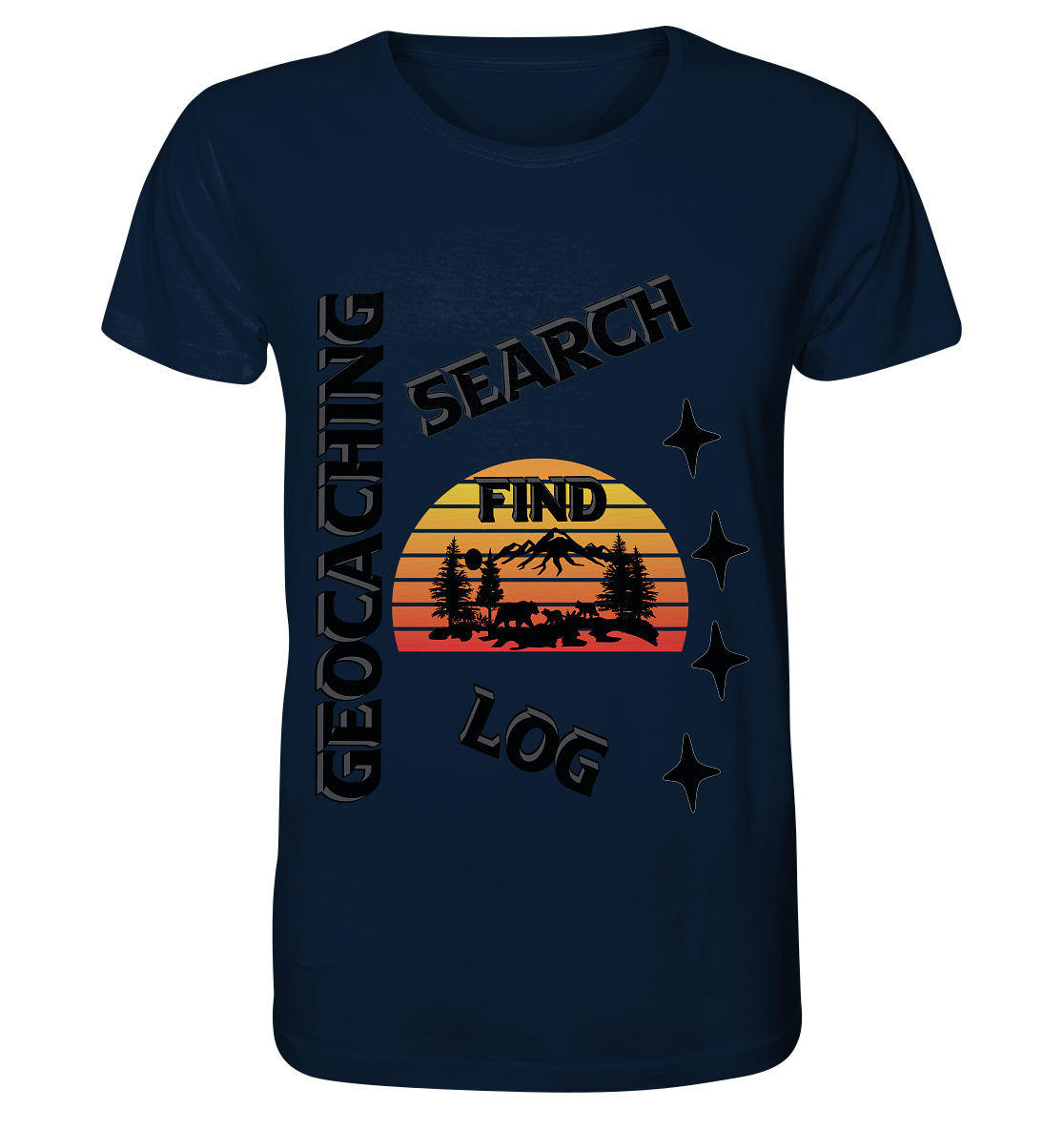 Geocaching, Suchen, Finden und Log, Geocache Schwarzes Design Mounten - Organic Shirt