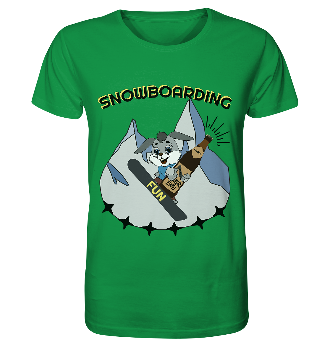 Snowboarding, Apres- Ski, Snowboard, Skihase und Bier - Organic Shirt