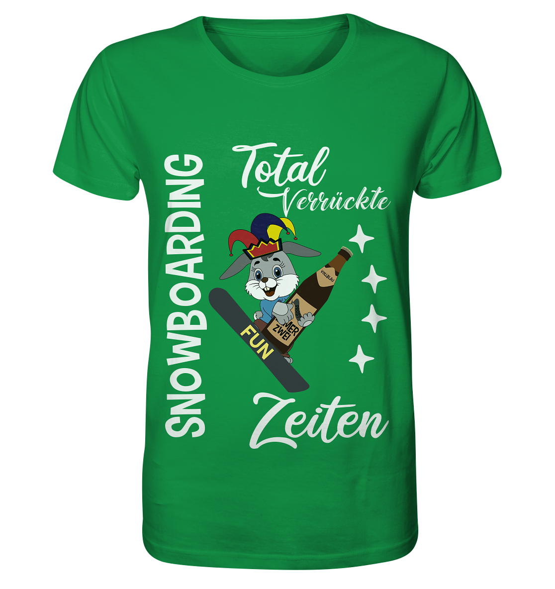 Snowboarding, verrückte Zeiten, Snowboarder, Osterhase - Organic Shirt