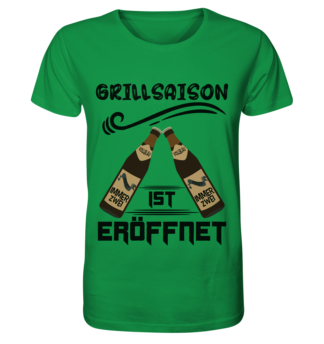 Grillsaison ist eröffnet, Grillen, Party, Feiern, Schwarzes Design - Organic Shirt