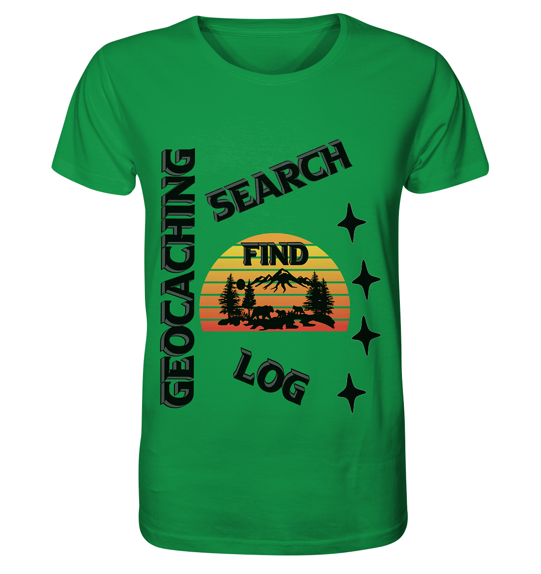 Geocaching, Suchen, Finden und Log,  Geocache Schwarzes Design - Organic Shirt