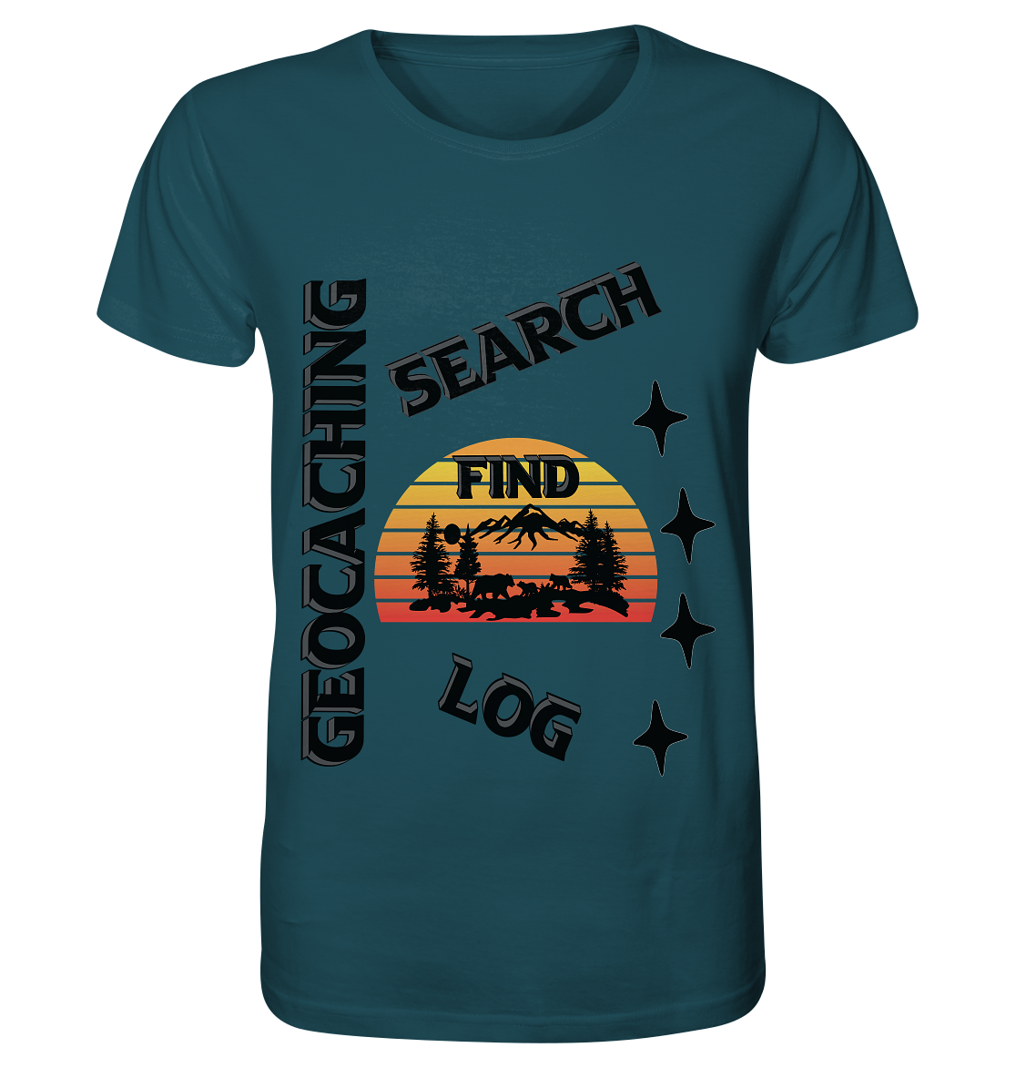 Geocaching, Suchen, Finden und Log, Geocache Schwarzes Design Mounten - Organic Shirt