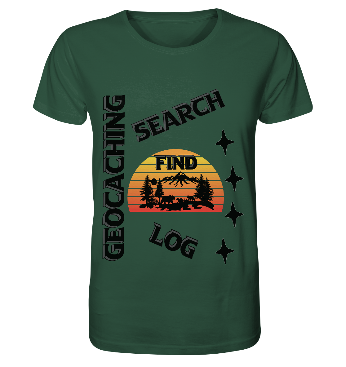 Geocaching, Suchen, Finden und Log,  Geocache Schwarzes Design - Organic Shirt