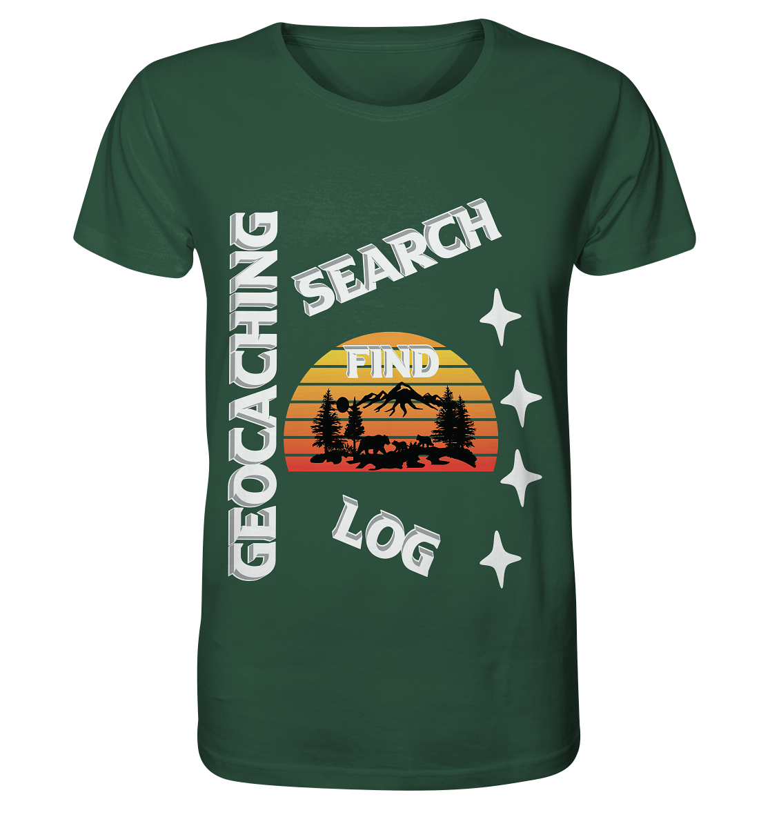 Geocaching-SEARCH-FIND-LOG, Cache Helles Design, Mounten - Organic Shirt