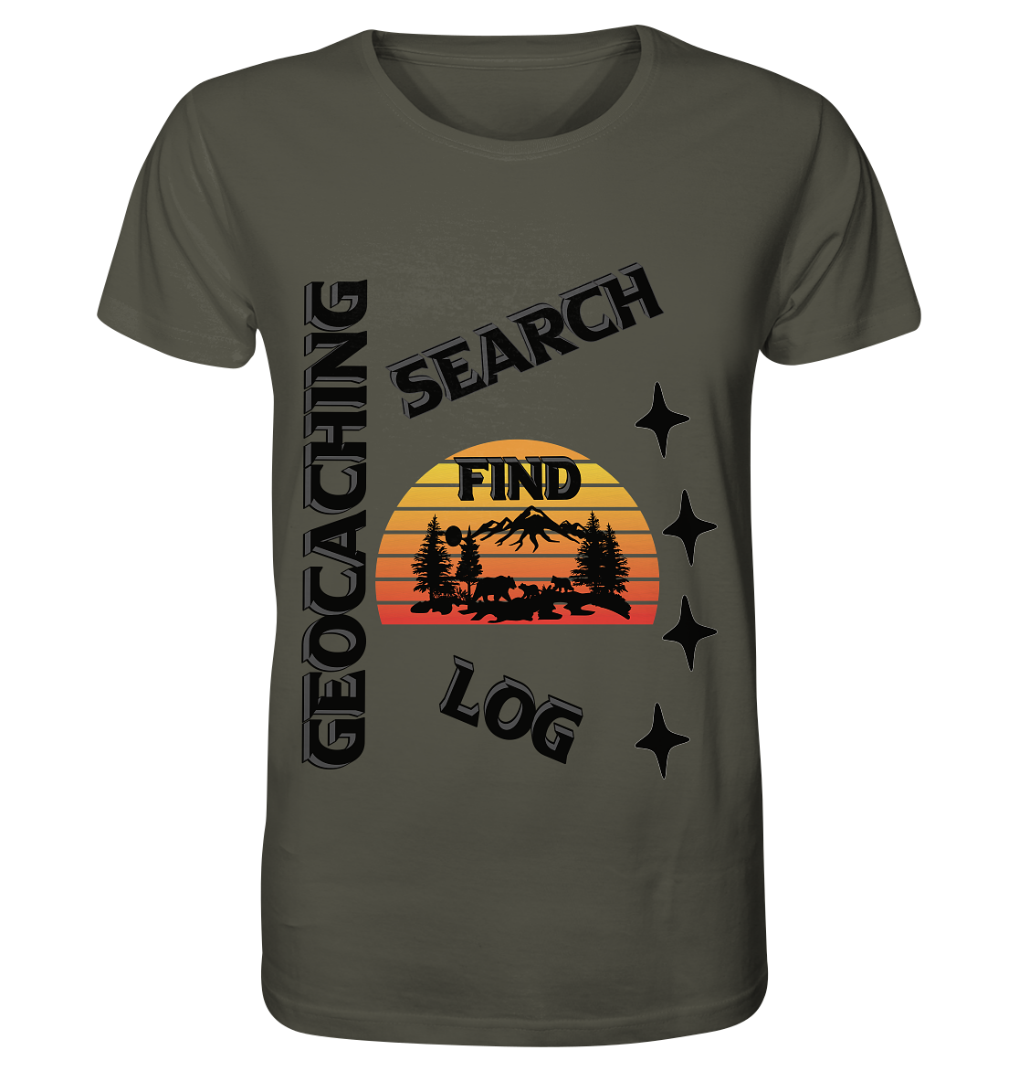 Geocaching, Suchen, Finden und Log,  Geocache Schwarzes Design - Organic Shirt