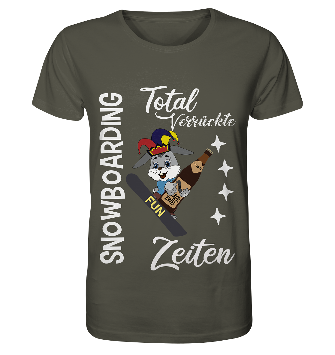 Snowboarding, verrückte Zeiten, Snowboarder, Osterhase - Organic Shirt