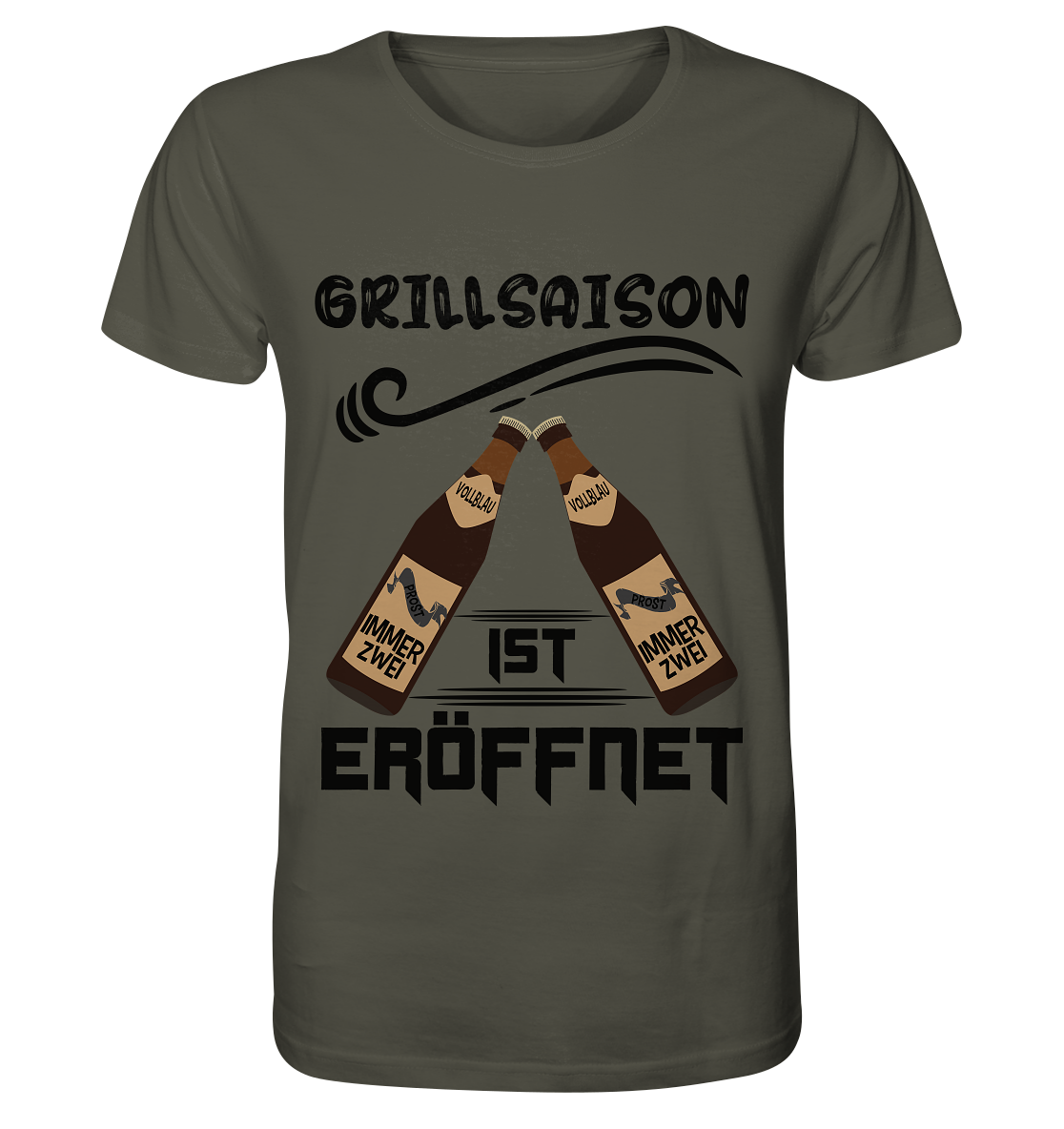 Grillsaison ist eröffnet, Grillen, Party, Feiern, Schwarzes Design - Organic Shirt