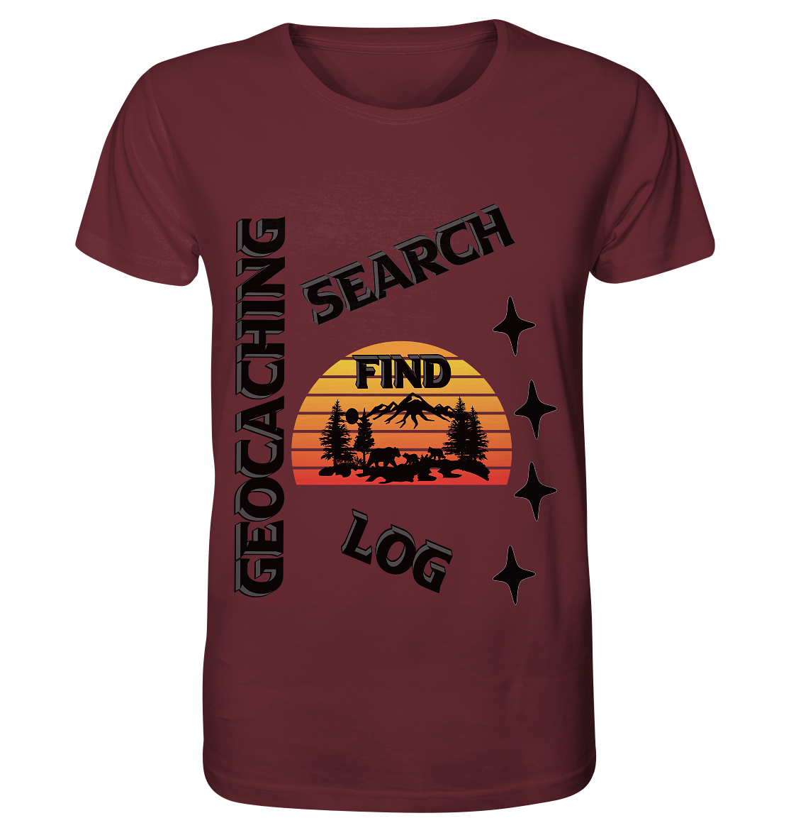 Geocaching, Suchen, Finden und Log, Geocache Schwarzes Design Mounten - Organic Shirt