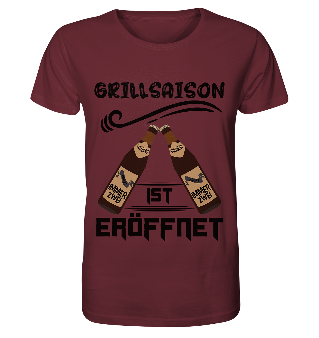 Grillsaison ist eröffnet, Grillen, Party, Feiern, Schwarzes Design - Organic Shirt