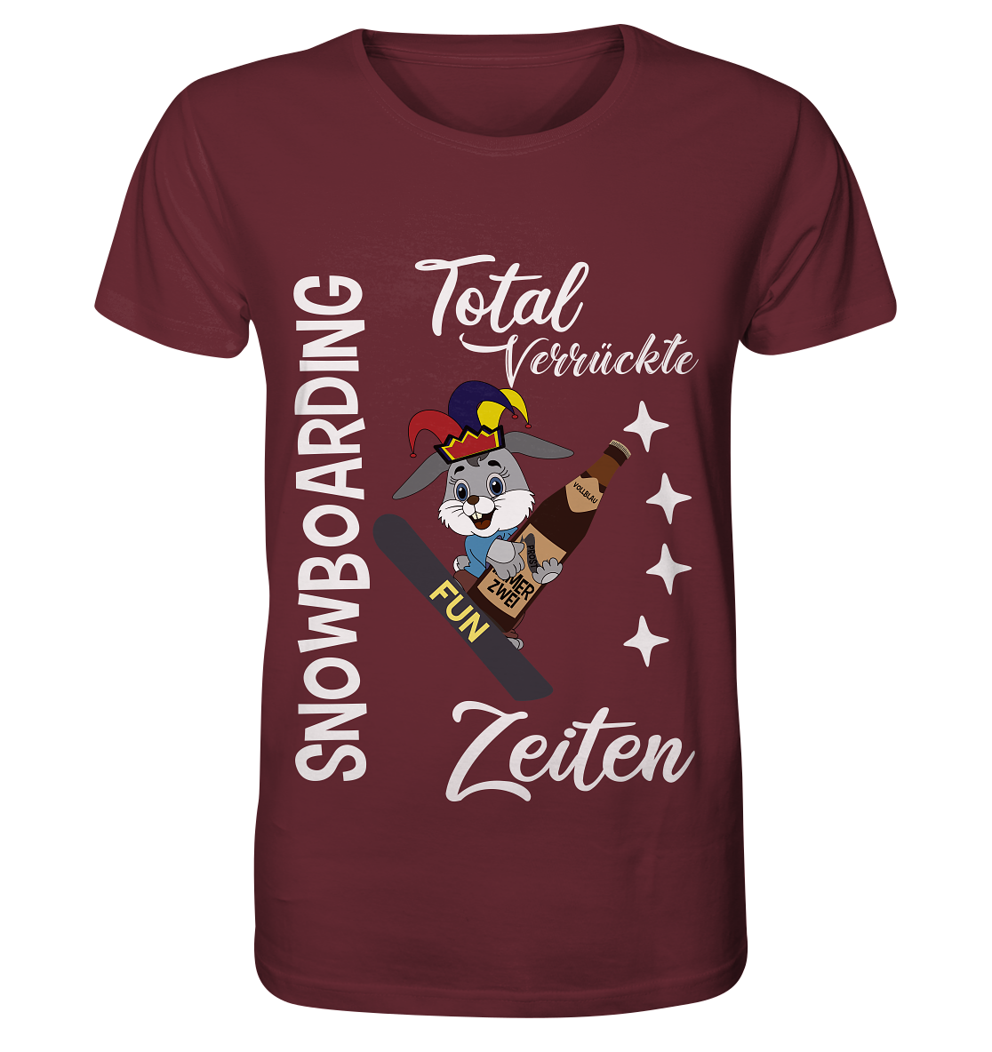 Snowboarding, verrückte Zeiten, Snowboarder, Osterhase - Organic Shirt