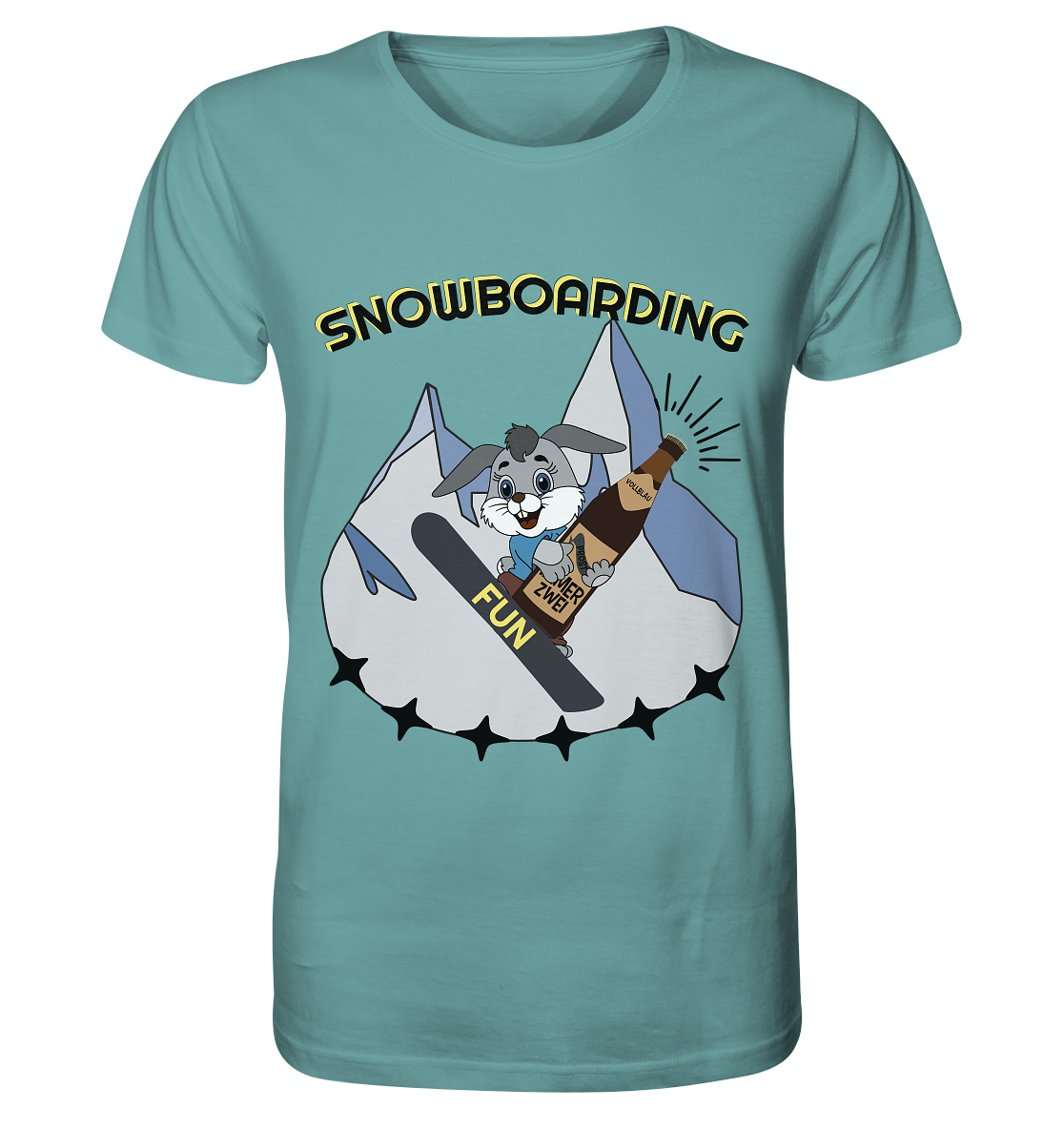 Snowboarding, Apres- Ski, Snowboard, Skihase und Bier - Organic Shirt