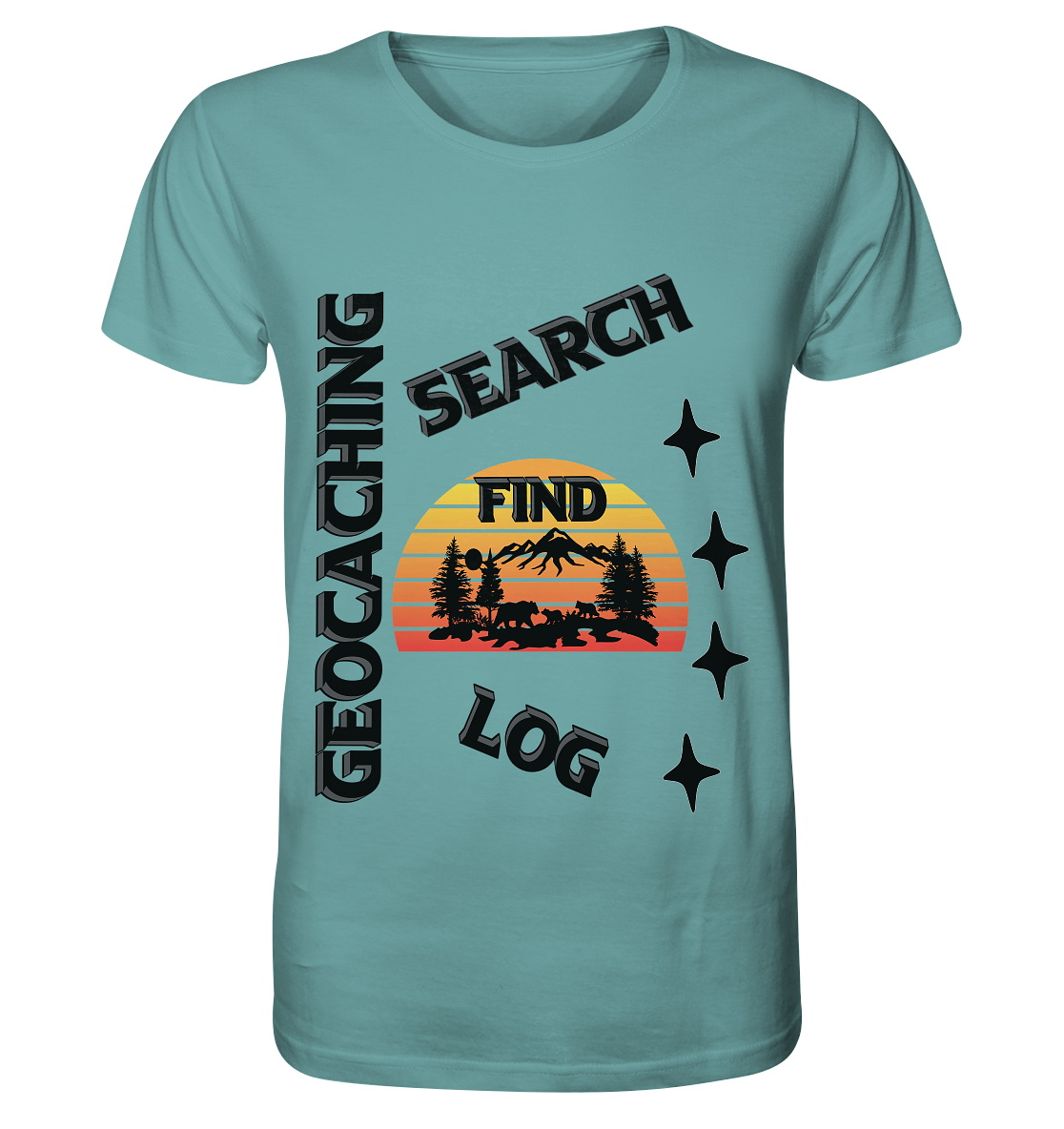 Geocaching, Suchen, Finden und Log,  Geocache Schwarzes Design - Organic Shirt