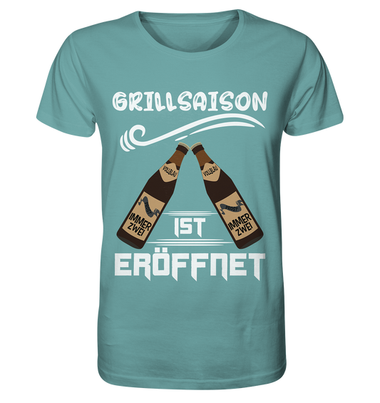 Grillsaison ist eröffnet, Grillen, Party, Feiern, Helles Design - Organic Shirt