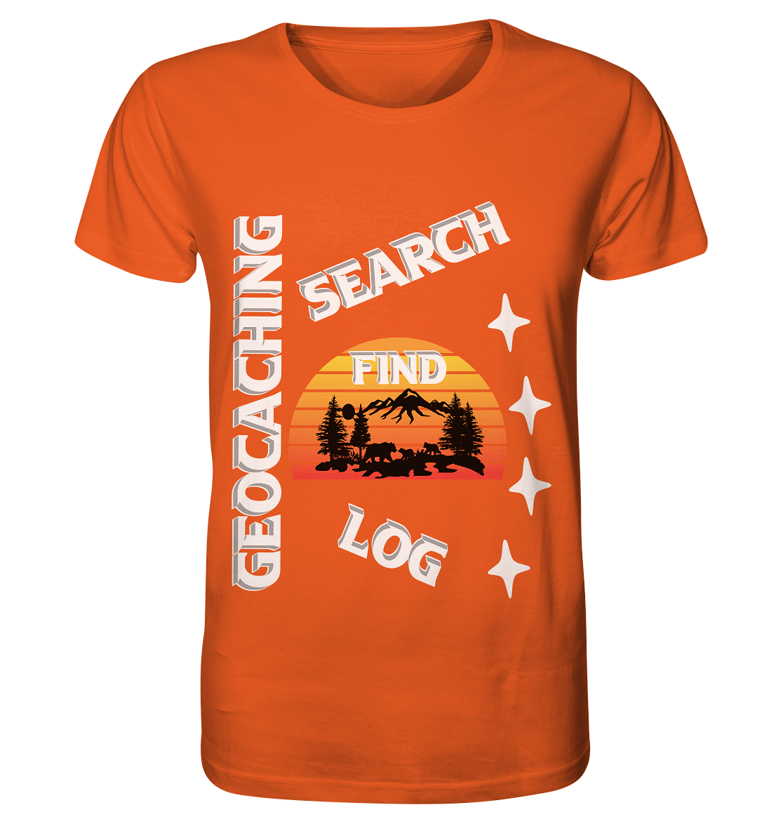 Geocaching-SEARCH-FIND-LOG, Cache Helles Design, Mounten - Organic Shirt