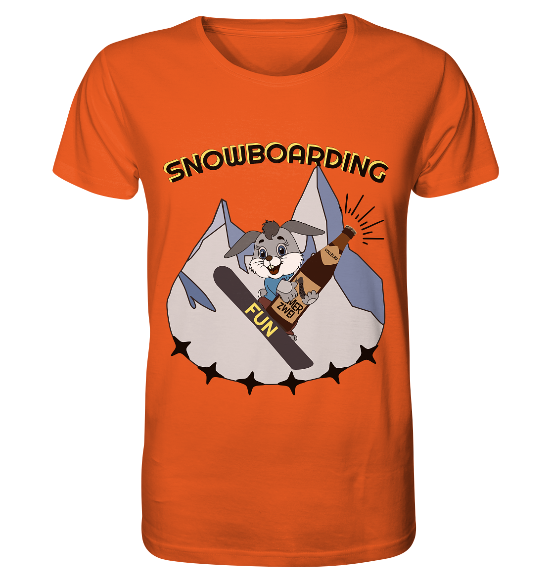 Snowboarding, Apres- Ski, Snowboard, Skihase und Bier - Organic Shirt