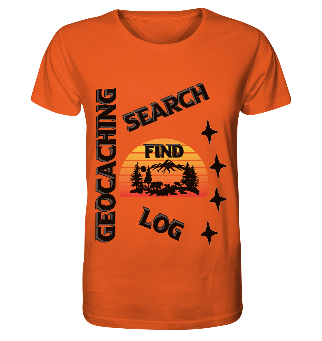 Geocaching, Suchen, Finden und Log, Geocache Schwarzes Design Mounten - Organic Shirt