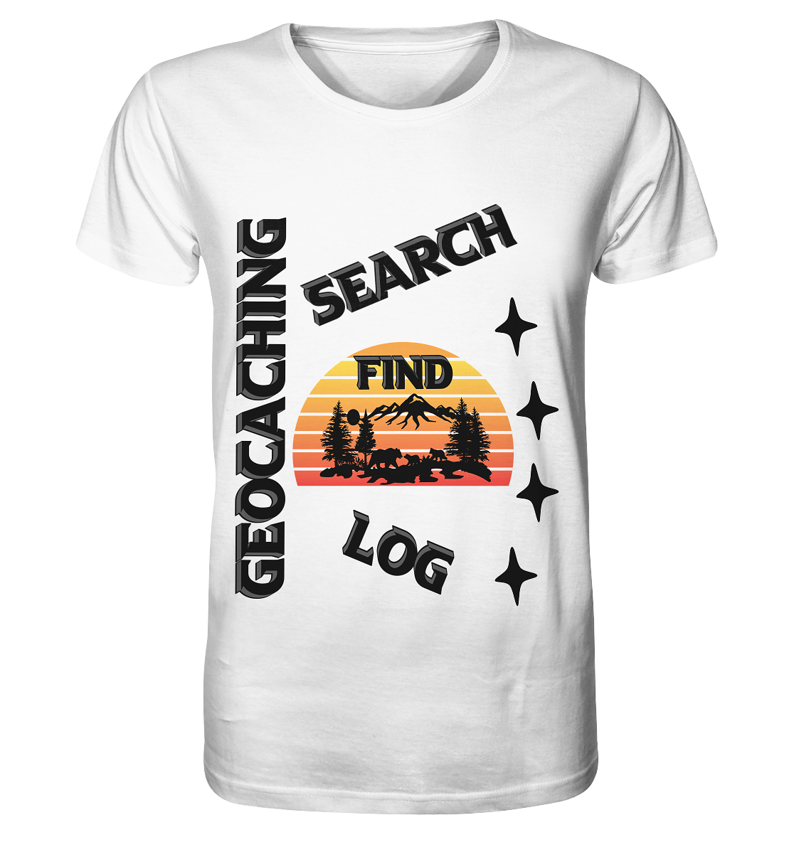 Geocaching, Suchen, Finden und Log,  Geocache Schwarzes Design - Organic Shirt