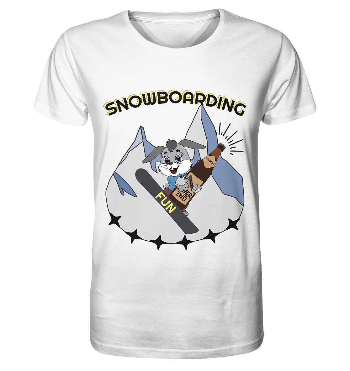 Snowboarding, Apres- Ski, Snowboard, Skihase und Bier - Organic Shirt