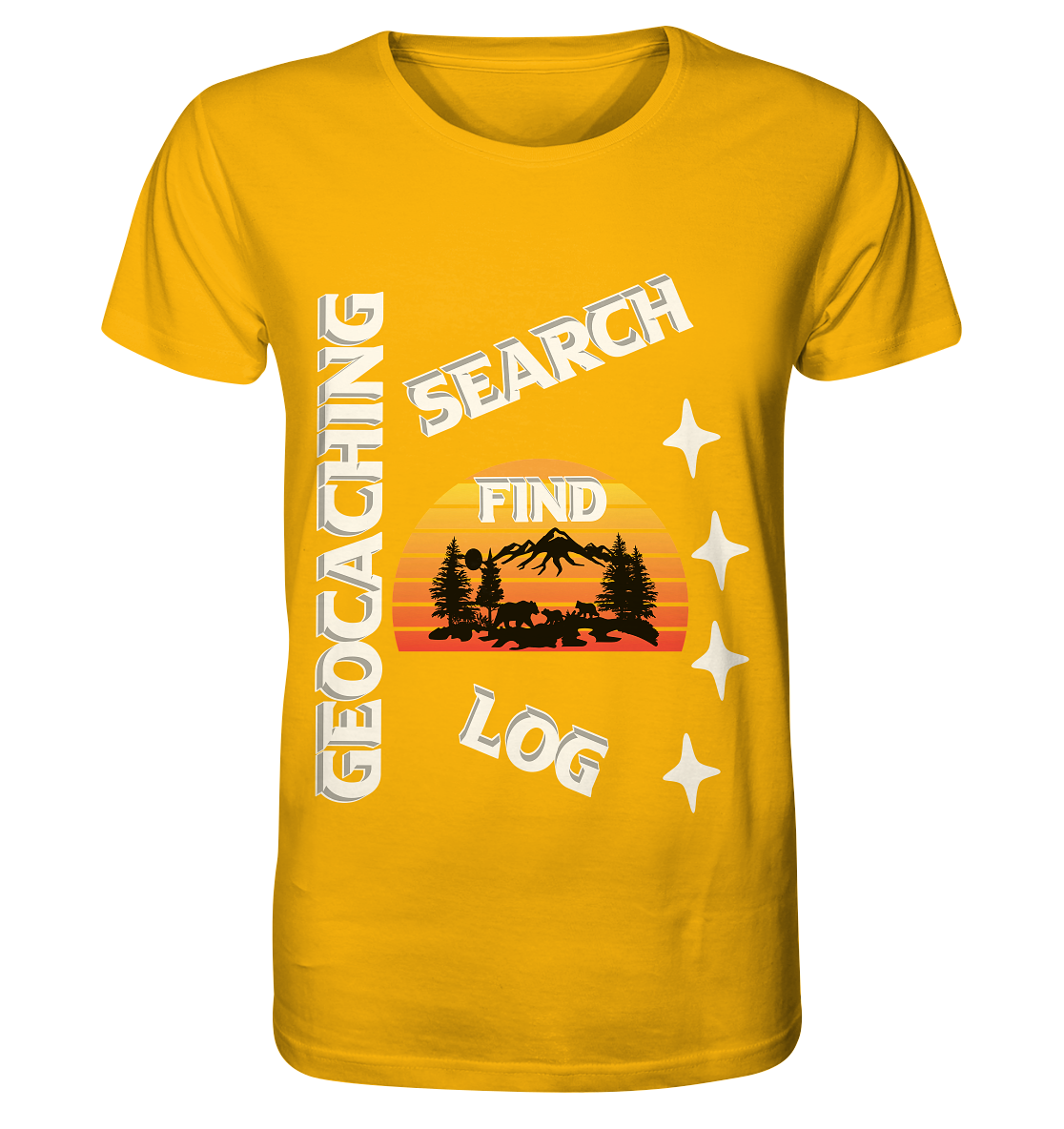 Geocaching-SEARCH-FIND-LOG, Cache Helles Design, Mounten - Organic Shirt