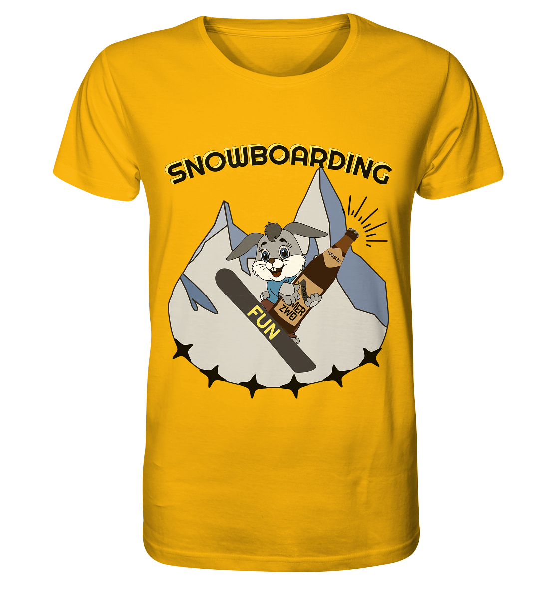 Snowboarding, Apres- Ski, Snowboard, Skihase und Bier - Organic Shirt