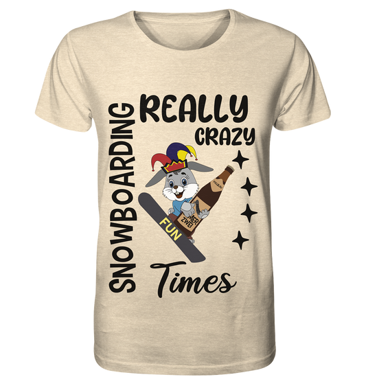 Snowboarding, really crazy, Osterhase mit Bierflasche  - Organic Shirt