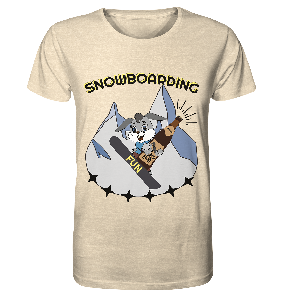 Snowboarding, Apres- Ski, Snowboard, Skihase und Bier - Organic Shirt