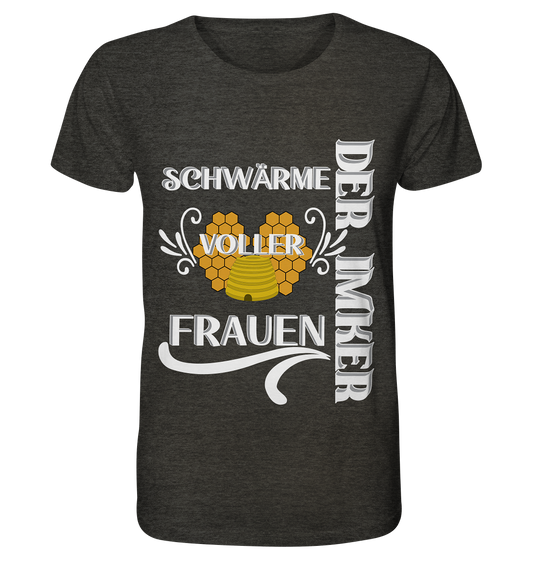 Der Imker, schwärme voller Frauen, Imkerei, Helden, Helles Motiv - Organic Shirt (meliert)