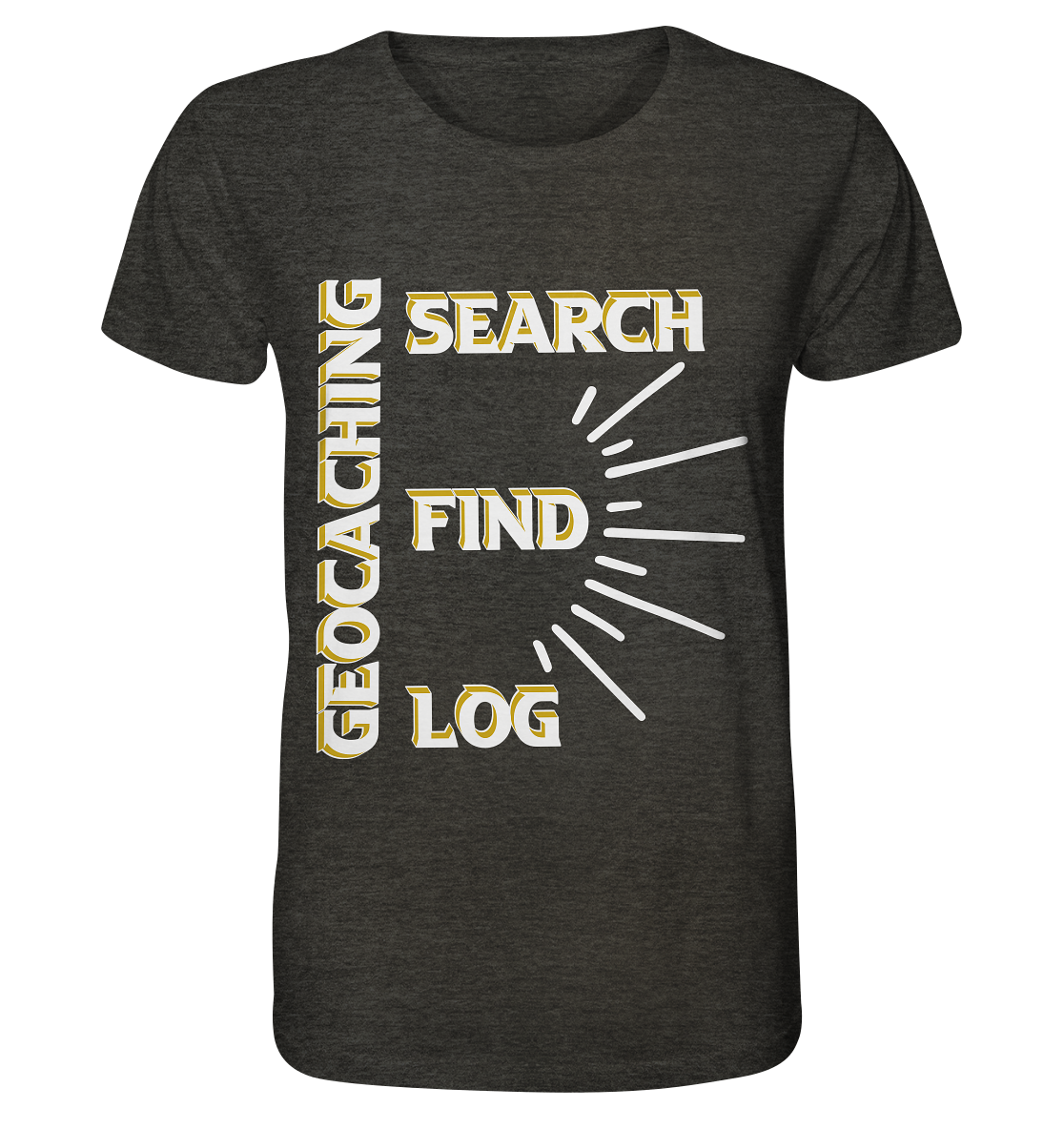 Geocaching-SEARCH-FIND-LOG, Cache Helles Disign - Organic Shirt (meliert)