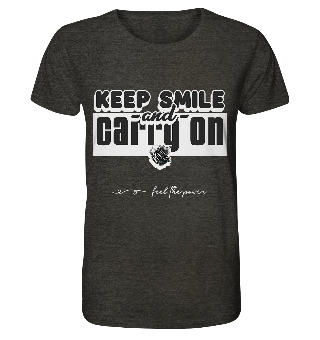 "Keep Smile"  - Organic Shirt (meliert)