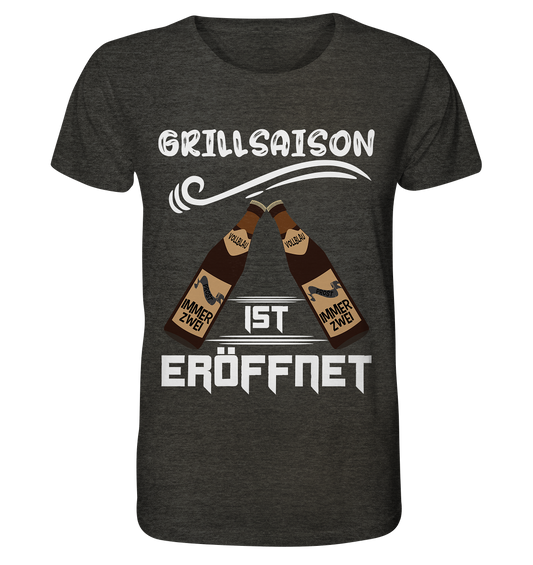 Grillsaison ist eröffnet, Grillen, Party, Feiern, Helles Design - Organic Shirt (meliert)