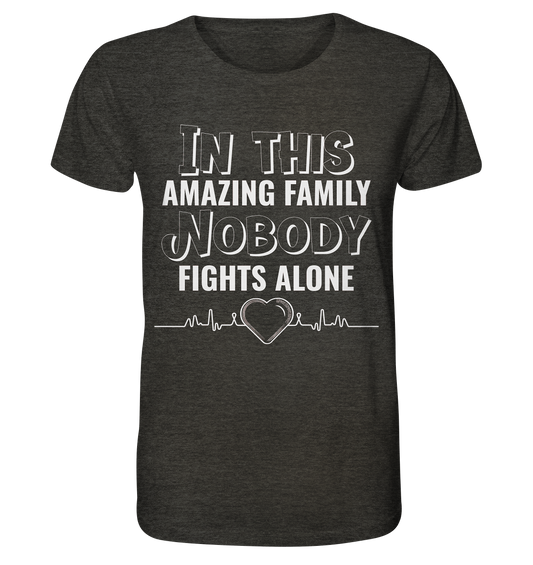 NOBODY FIGHTS ALONE- Streetwear, Casual Fashion für die ganze Familie - Organic Shirt (meliert)