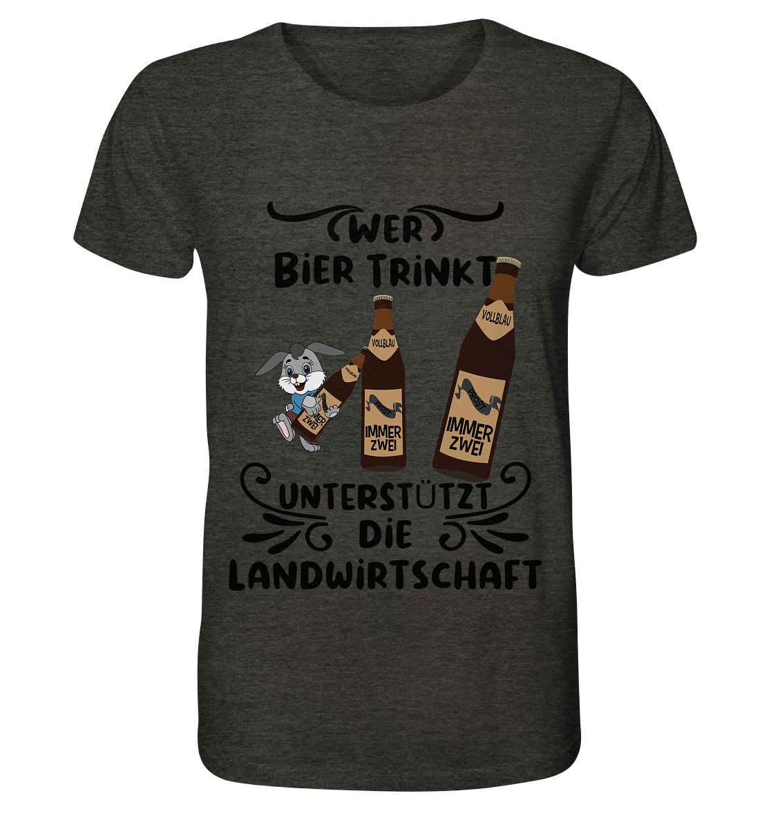 Wer Bier trinkt, Landwirtschaft unterstützen, Party - Organic Shirt (meliert)