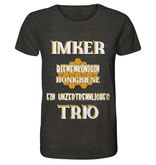 Imker- Bienenkönigin und Honigbiene, einTeam, Pfleger und Schützer von Bienen - Organic Shirt (meliert)