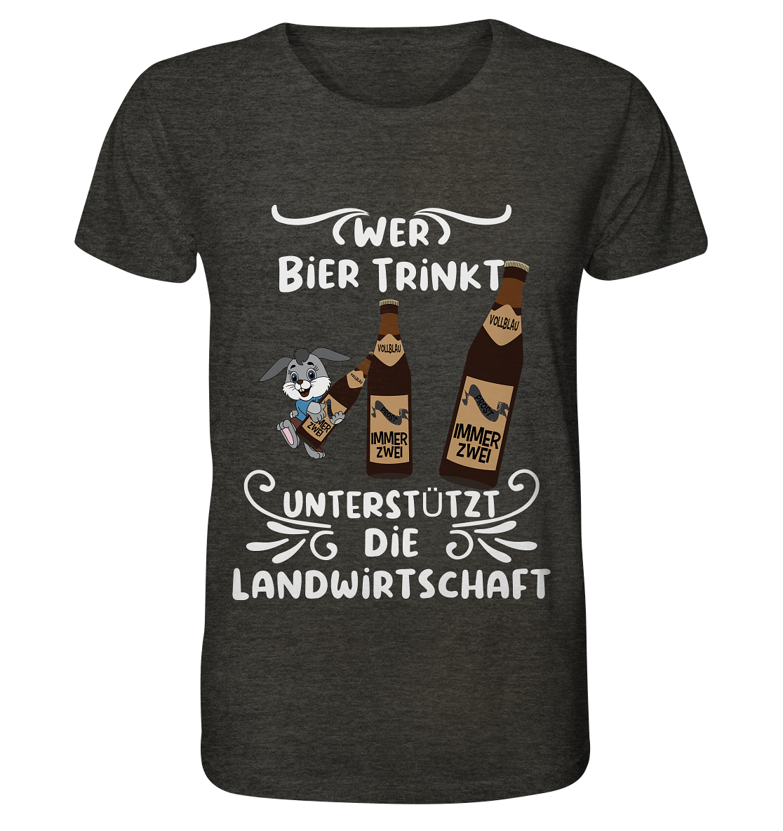 Wer Bier trinkt unterstützt die Landwirtschaft, Party- Shirt - Organic Shirt (meliert)