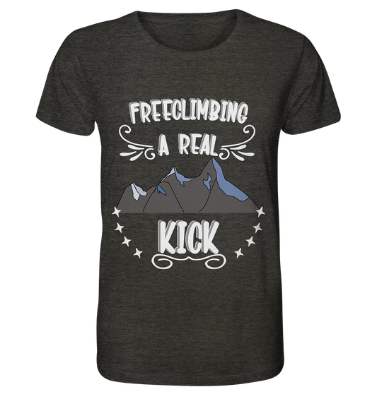 Freeclimbing - a real kick, sportlich & gefährlich - Organic Shirt (meliert)