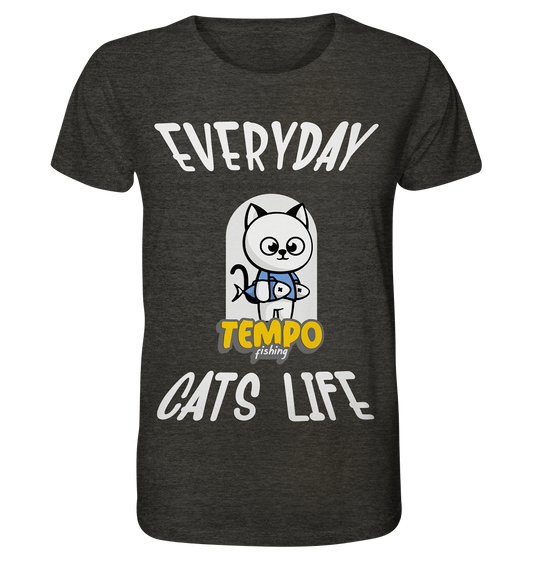 Katzenleben- Everyday Cats Life, Katzenliebhaber, Tierfreund - Organic Shirt (meliert)