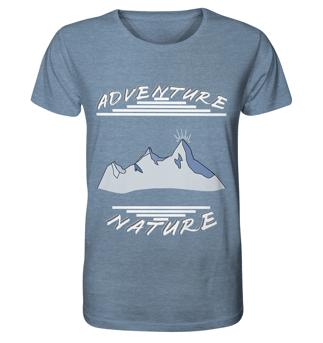 Adventure Nature, Abenteuer Natur, Camping, Geocaching - Organic Shirt (meliert)