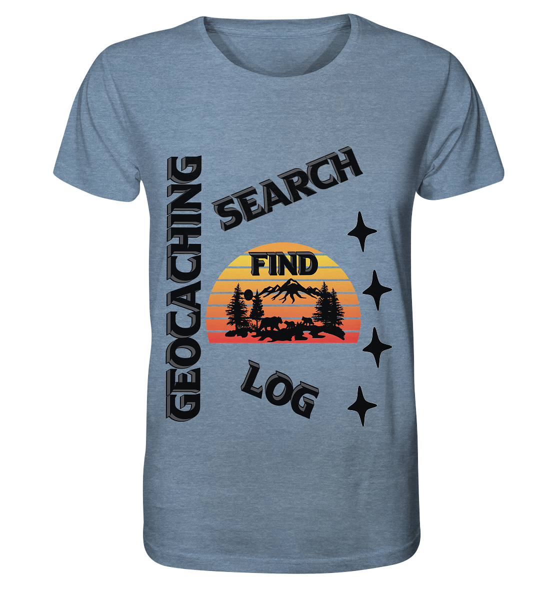 Geocaching, Suchen, Finden und Log, Geocache Schwarzes Design Mounten - Organic Shirt (meliert)