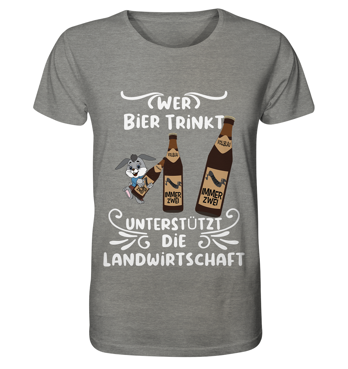 Wer Bier trinkt unterstützt die Landwirtschaft, Party- Shirt - Organic Shirt (meliert)