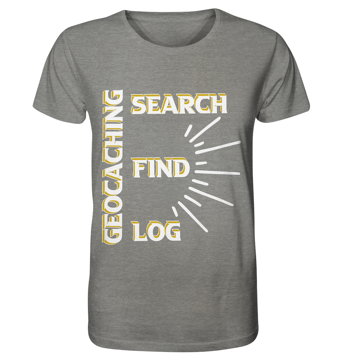 Geocaching-SEARCH-FIND-LOG, Cache Helles Disign - Organic Shirt (meliert)