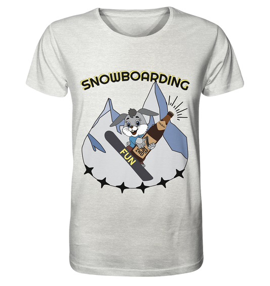 Snowboarding, Apres- Ski, Snowboard, Skihase und Bier - Organic Shirt (meliert)