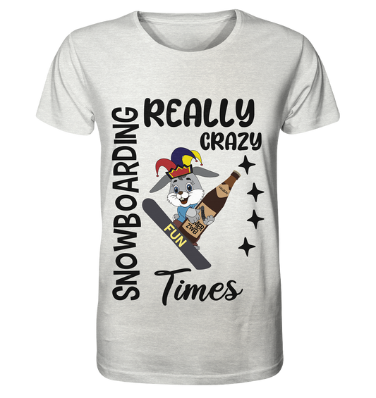 Snowboarding, really crazy, Osterhase mit Bierflasche  - Organic Shirt (meliert)