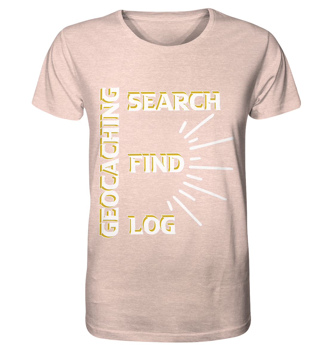 Geocaching-SEARCH-FIND-LOG, Cache Helles Disign - Organic Shirt (meliert)